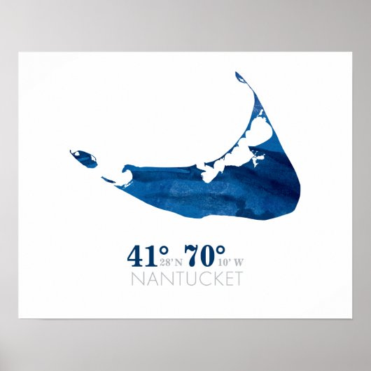 Poster Carte de nantoufle bleu à l'aquarelle avec coordon (Devant)