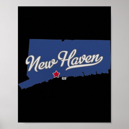 Poster Carte de New Haven Connecticut Ct (Devant)