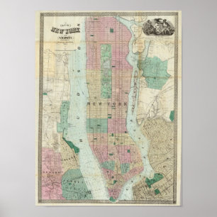 Poster Carte de New York et de ses environs