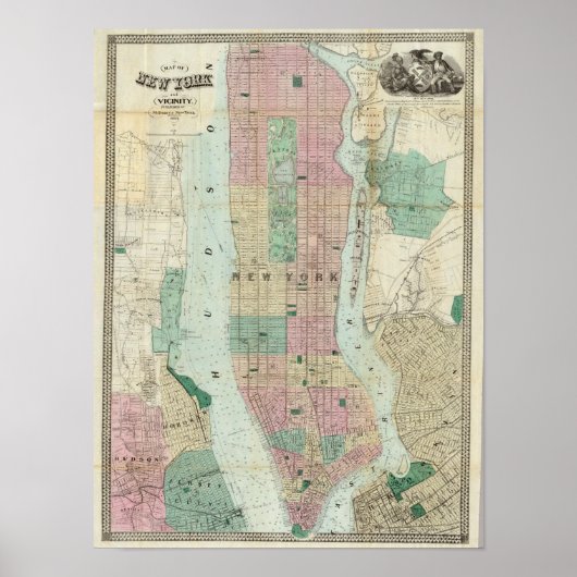 Poster Carte de New York et de ses environs (Devant)
