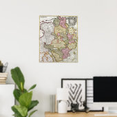 Poster Carte de Niederrhein-Westfalen (Bureau à domicile)