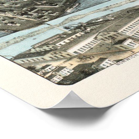 Poster Carte de Norwich, CT de 1876 (Coin)