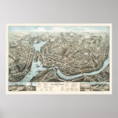 Poster Carte de Norwich, CT de 1876 (Devant)