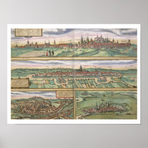 Poster Carte de Nuremberg, Ulm, et Saltzburg, de 'Civita