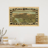 Poster Carte de Oakland, Vue Oiseaux-Oeil, 1900 (Cuisine)