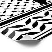 Poster Carte de Palestine avec drapeau et Motif Keffiyeg (Coin)