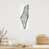 Poster Carte de Palestine avec lettres arabes (Cuisine)