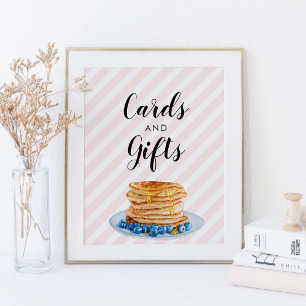 Poster Carte de pancake rose pour déjeuner de douche de m