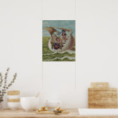 Poster Carte de Pâques Antique OEufs de voile Enfants (Cuisine)