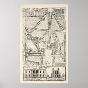 Poster Carte de parc de Greenwich