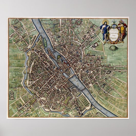 Poster Carte de Paris 1657 (Devant)