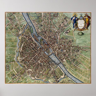 Poster Carte de Paris 1657
