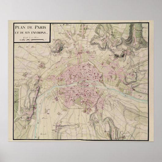 Poster Carte de Paris et de ses environs (Devant)