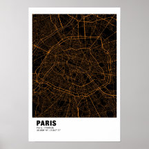 Poster Carte de Paris - France Style Carte d'Or