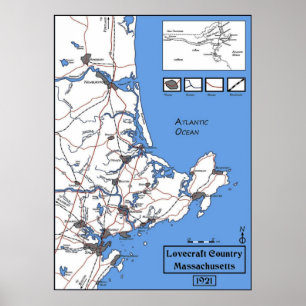 Poster Carte de pays de Lovecraft