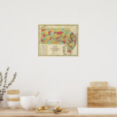 Poster Carte De Pennsylvanie New Jersey Et Delaware (Cuisine)
