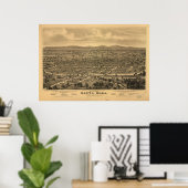 Poster Carte de Père Noël Rosa, Vue Oiseaux-Oeil, 1876 (Bureau à domicile)