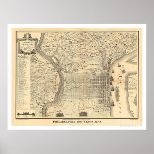 Poster Carte de Philadelphie comme elle était en 1776 par