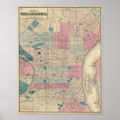 Poster Carte de Philadelphie, Pennsylvanie (Devant)