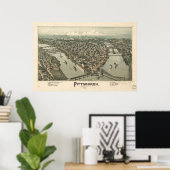 Poster Carte de Pittsburgh, Vue Oiseaux-Oeil, 1902 (Bureau à domicile)