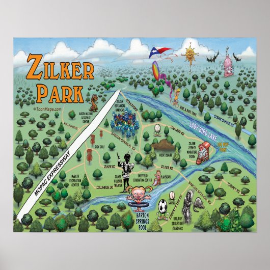 Poster Carte de plaisir de Zilker Park (Devant)