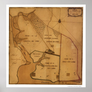 Poster Carte de plan de ferme de George Washington - 1766