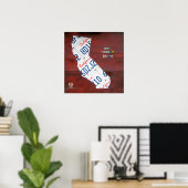 Poster Carte de plaque de licence Californie Imprimer (Bureau à domicile)