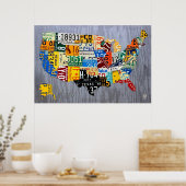 Poster Carte de plaque de licence des États-Unis - Muscle (Cuisine)