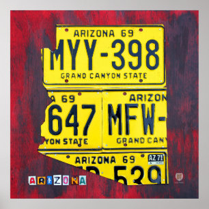Poster Carte de plaque minéralogique de l'Arizona