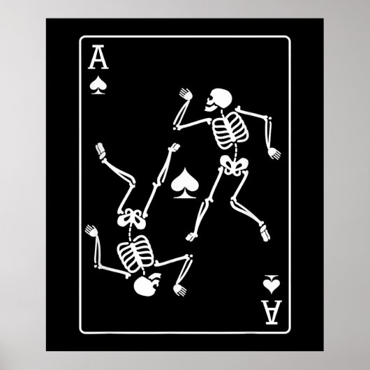 Poster Carte de Poker Ace Jeu Carte Skeleton (Devant)