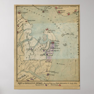 Poster Carte de port de Charleston