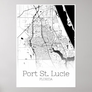 Poster Carte de Port St. Lucie - Floride - Carte de la vi