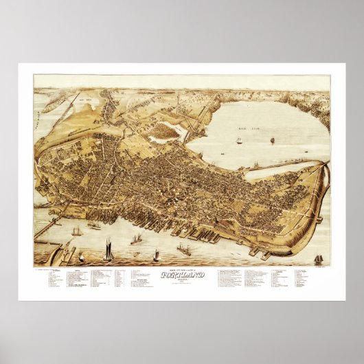 Poster Carte de Portland Maine en 1876 (Devant)