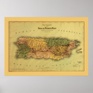 Poster Carte de Porto Rico (1886)