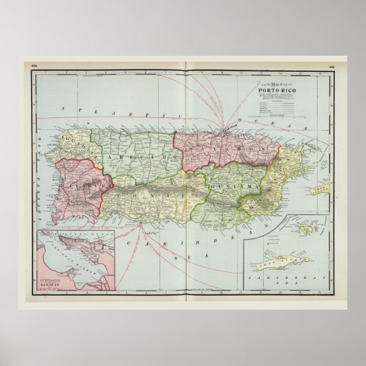 Poster Carte de Porto Rico par F. Cram (1901) (Devant)