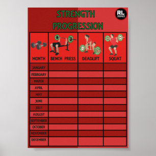 Poster Carte de progression Gym Strength/
