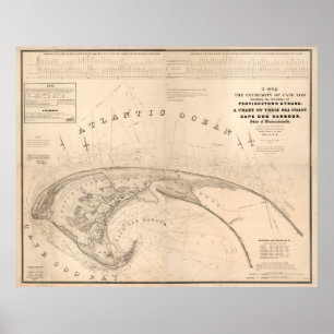 Poster Carte de Provincetown Vintage et de Truro MA (1836