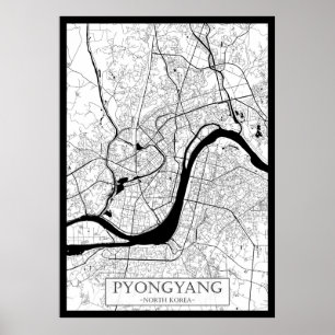 Poster Carte de Pyongyang Corée du Nord