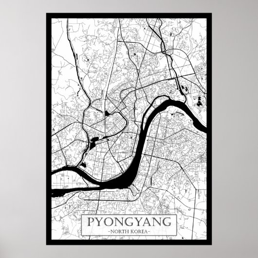 Poster Carte de Pyongyang Corée du Nord (Devant)