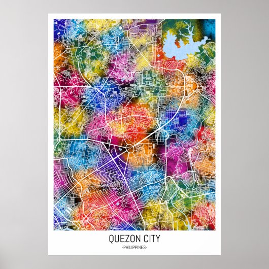 Poster Carte de Quezon City Philippines (Devant)