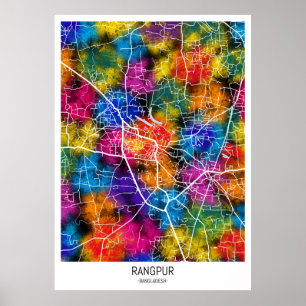 Poster Carte de Rangpur Bangladesh