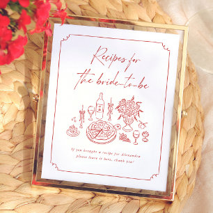 Poster Carte de recette de douche de mariée That's Amore