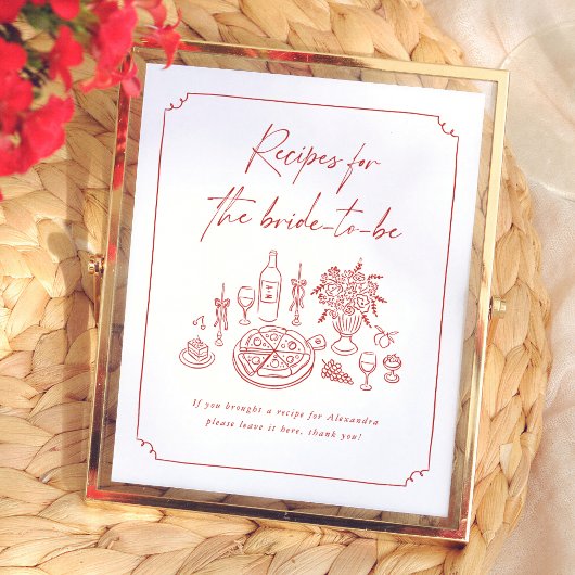 Poster Carte de recette de douche de mariée That's Amore