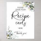 Poster Carte de recette de douche de mariée Verte (Devant)