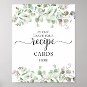 Poster Carte de recette de douche de mariée verte (Devant)