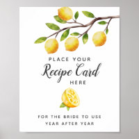 Carte de recette de douche nuptiale au citron Sign