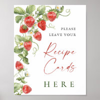 Carte de recette de fraise à l'aquarelle tendance