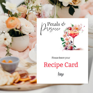Poster Carte de recette de Prosecco floral pour la douche