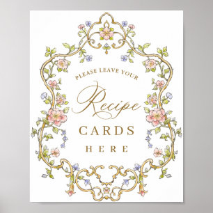 Poster Carte de recette florale de Grace victorienne orig