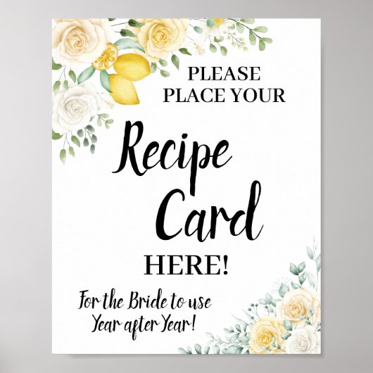 Poster Carte de recette Lemons & Roses Place pour Baby Sh (Devant)